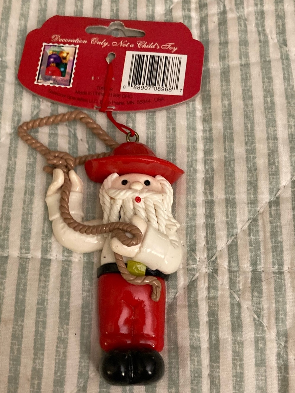 Polymer Clay Santa Claus Cowboy Christmas Tree Hanging Ornament